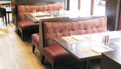 Restaurant Booths with Red Upholstery